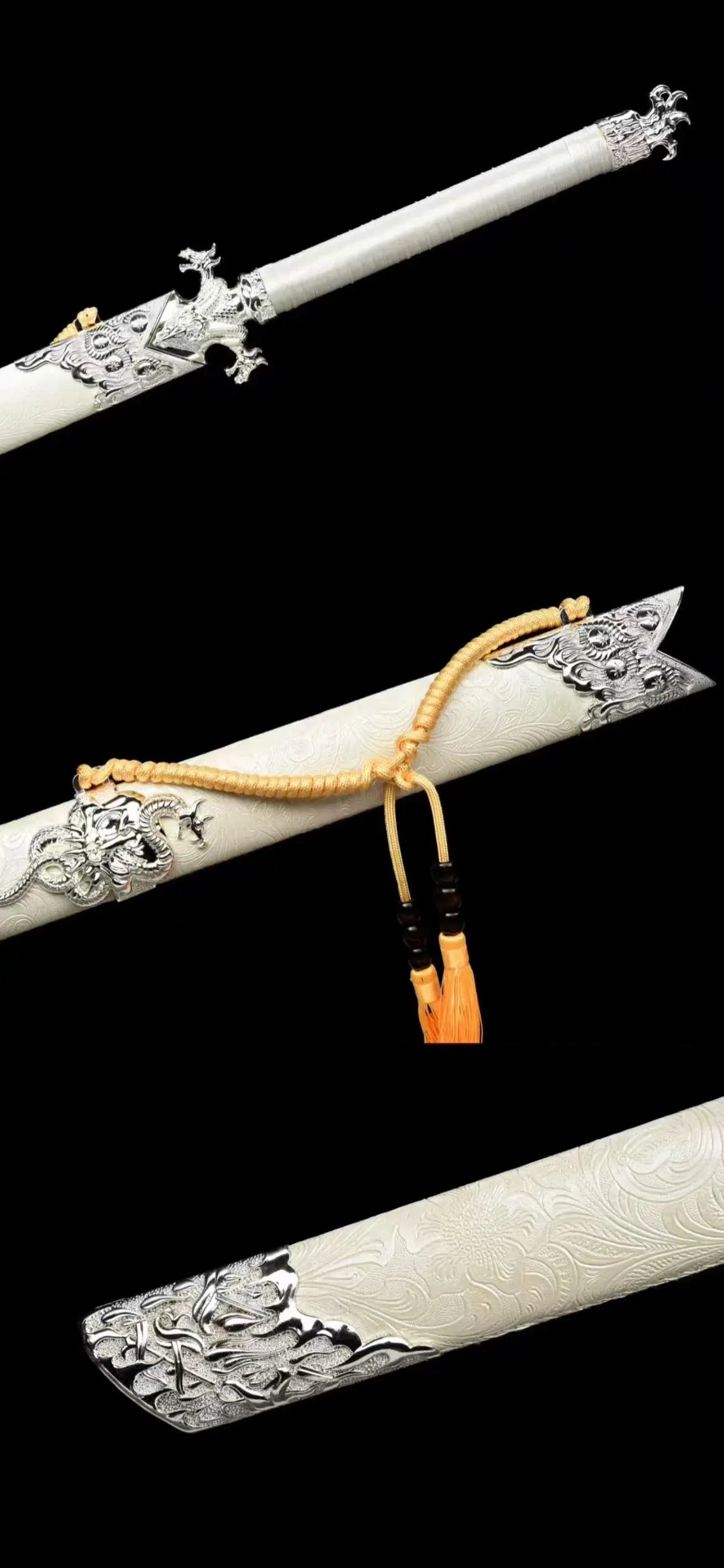 Handmade Dragon Head Tang Sword, High Manganese Steel, Collection Samurai Sword
