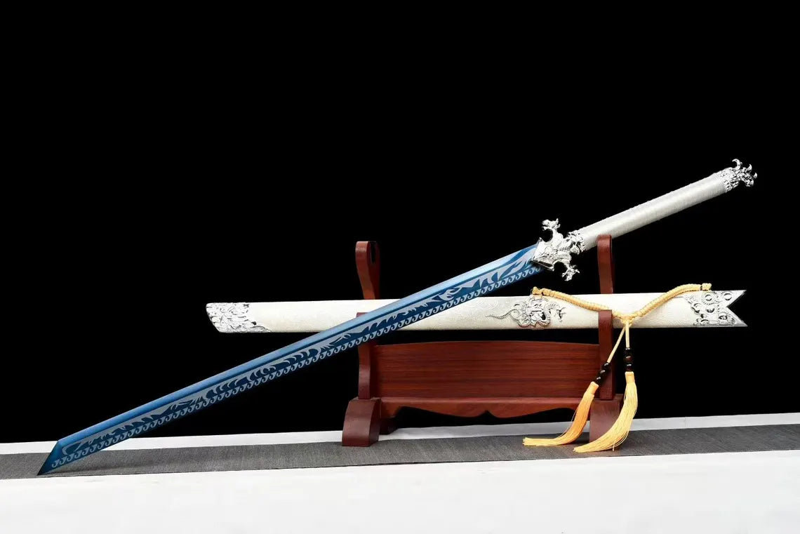 Handmade Dragon Head Tang Sword, High Manganese Steel, Collection Samurai Sword