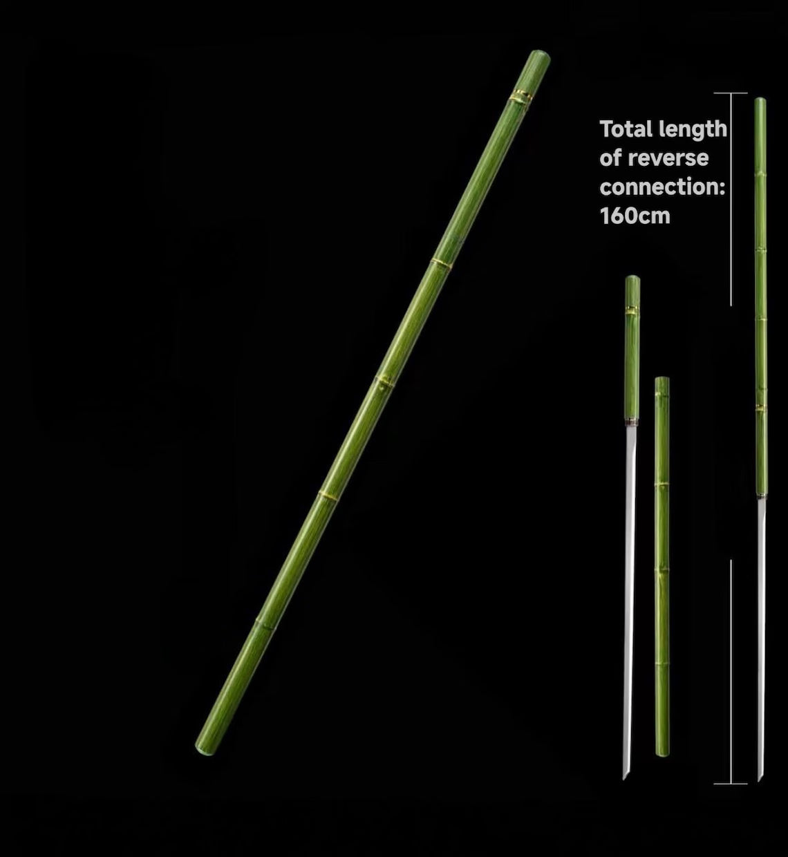 Handcrafted Long Disguised Bamboo Sword, 160cm Hidden Blade Design, Decorative Samurai Style Display Piece