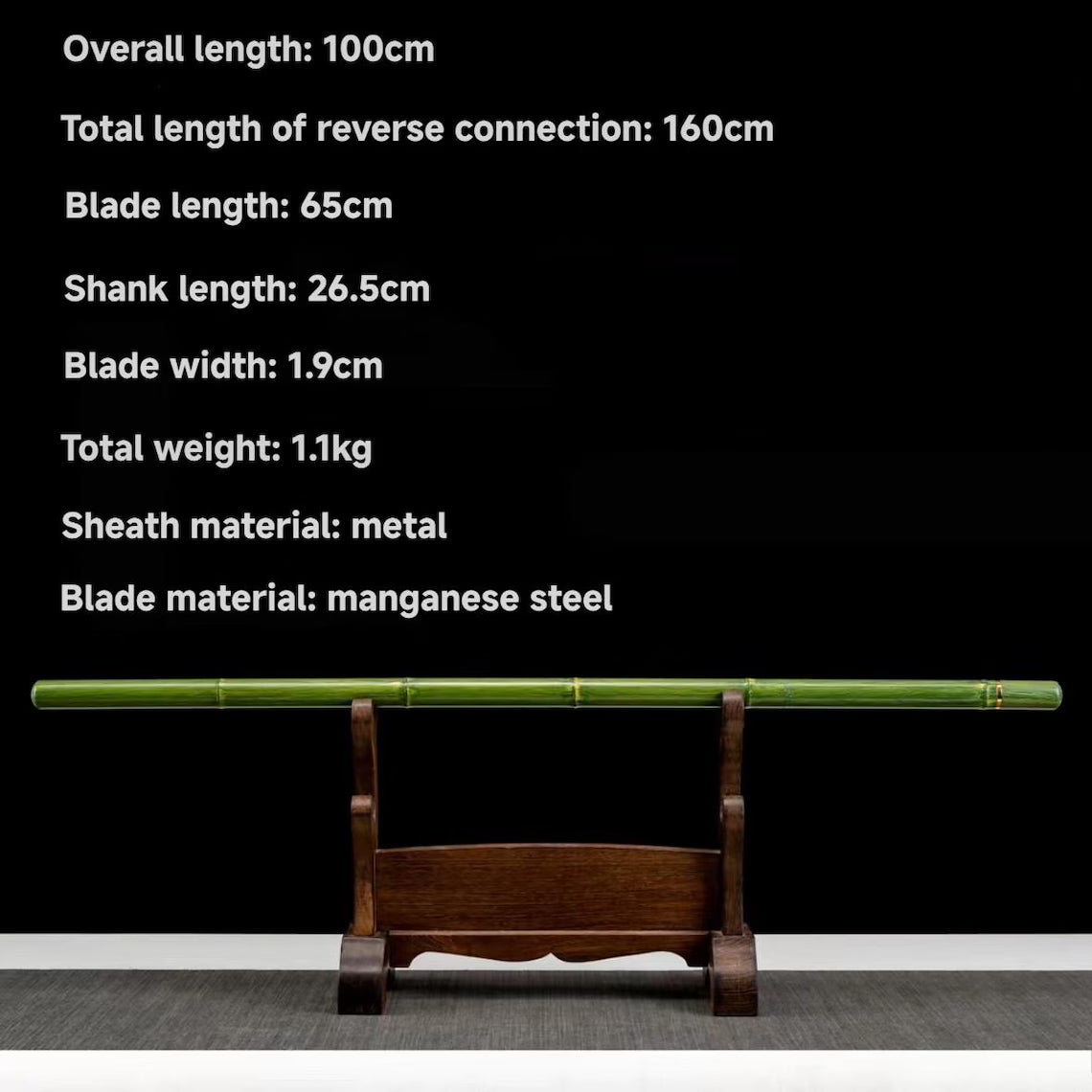 Handcrafted Long Disguised Bamboo Sword, 160cm Hidden Blade Design, Decorative Samurai Style Display Piece