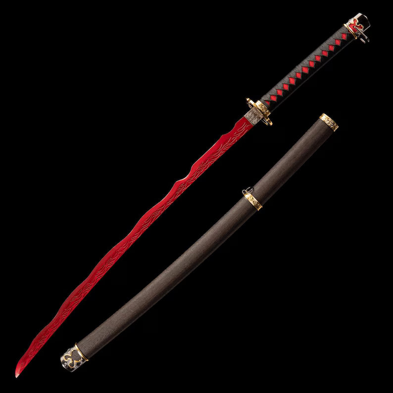Handmade Rivers of Blood Replica Real - Elden Ring Sword, Hand Forged Full Tang High Manganese Steel Samurai Katana Sword, Cosplay Weapon